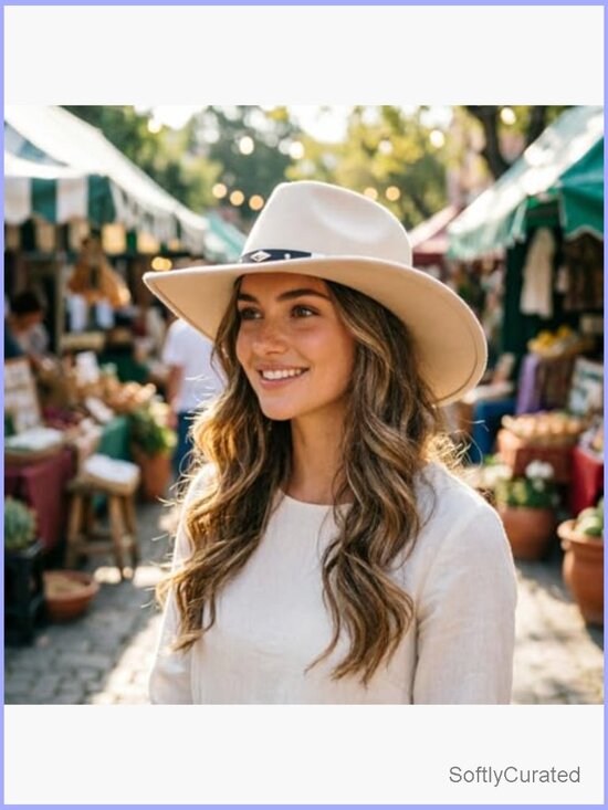 Unisex Cowboy Hat with Wide Brim and Belt Buckle Retro Fedora